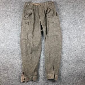 Vintage Swedish Military Wool Pants Mens 32x30 Gray Cargo Button Fly 1958 50s